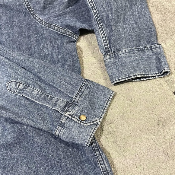 Wrangler Denim Shirt Mens 3XL Blue Pearl Snap Button Up Western Cowboy Work - Picture 8 of 12